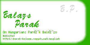 balazs parak business card